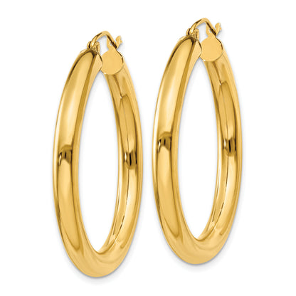 10K Yellow Gold Classic Round Hoop Earrings 35mm x 4mm