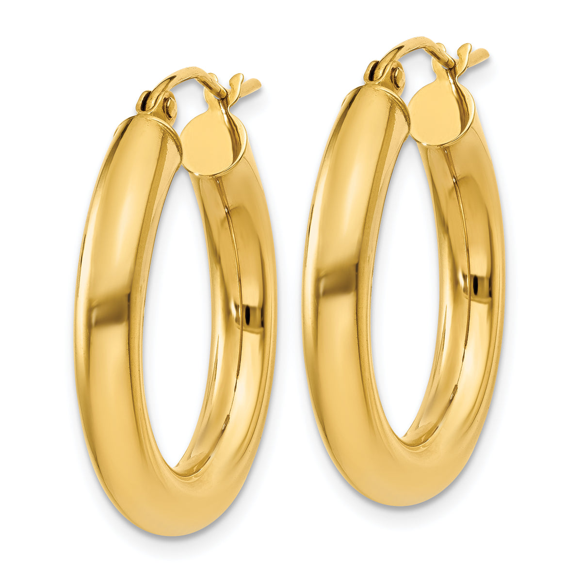 10K Yellow Gold Classic Round Hoop Earrings 25mm x 4mm