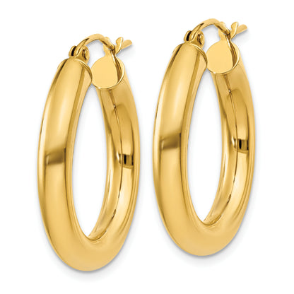 10K Yellow Gold Classic Round Hoop Earrings 25mm x 4mm