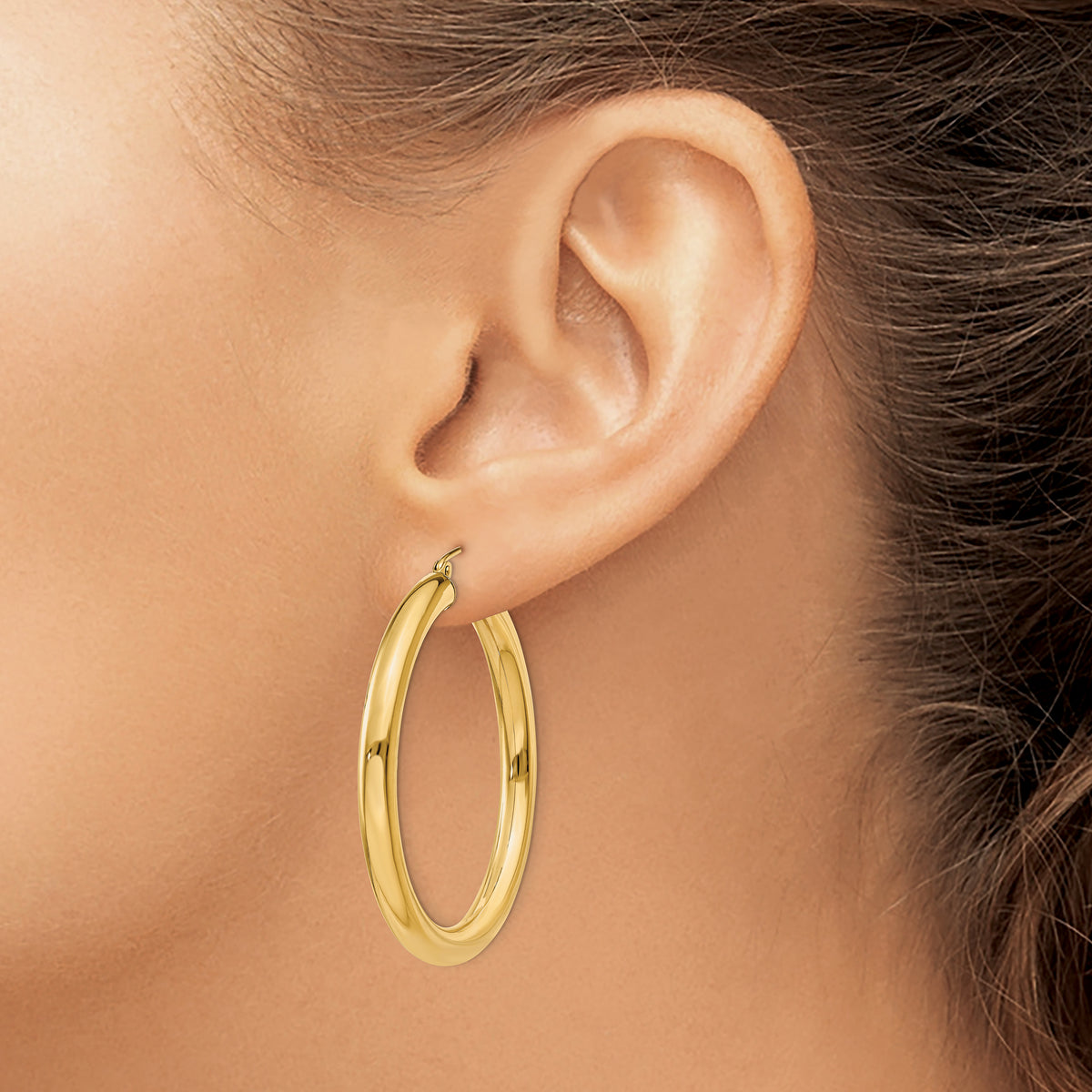10K Yellow Gold Classic Round Hoop Earrings 45mm x 4mm