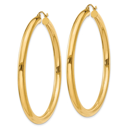 10K Yellow Gold Classic Round Hoop Earrings 55mm x 4mm