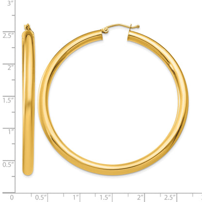 10K Yellow Gold Classic Round Hoop Earrings 55mm x 4mm