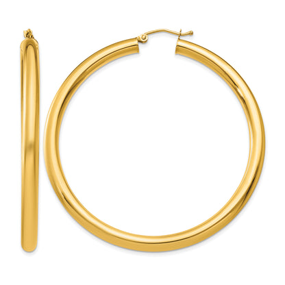 10K Yellow Gold Classic Round Hoop Earrings 55mm x 4mm