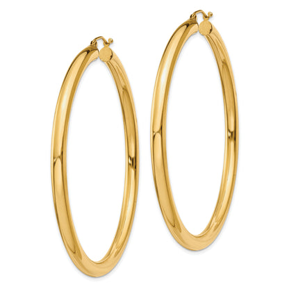 10K Yellow Gold Classic Round Hoop Earrings 60mm x 4mm