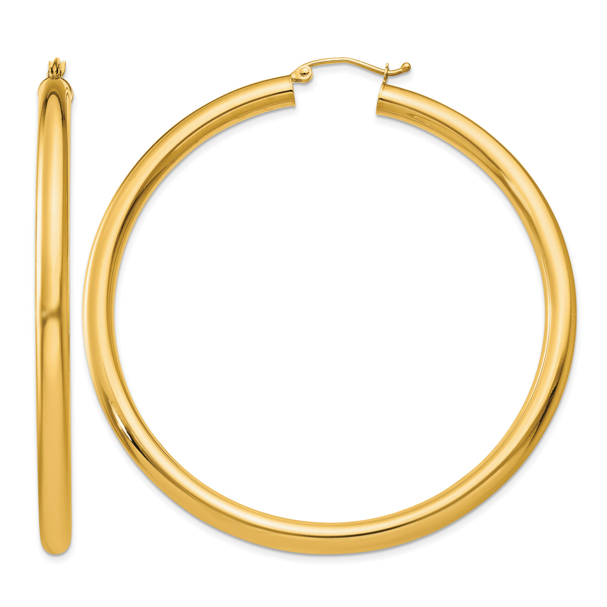 10K Yellow Gold Classic Round Hoop Earrings 60mm x 4mm