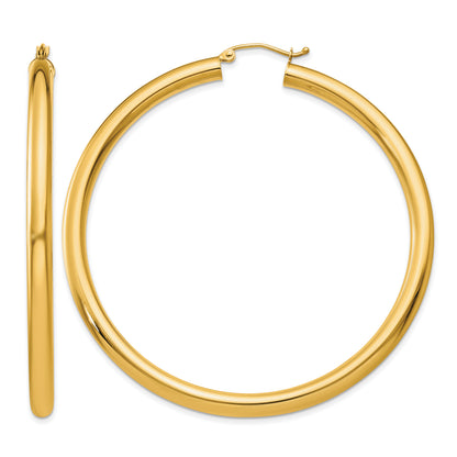 10K Yellow Gold Classic Round Hoop Earrings 60mm x 4mm