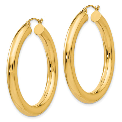 10K Yellow Gold Classic Round Hoop Earrings 40mm x 5mm