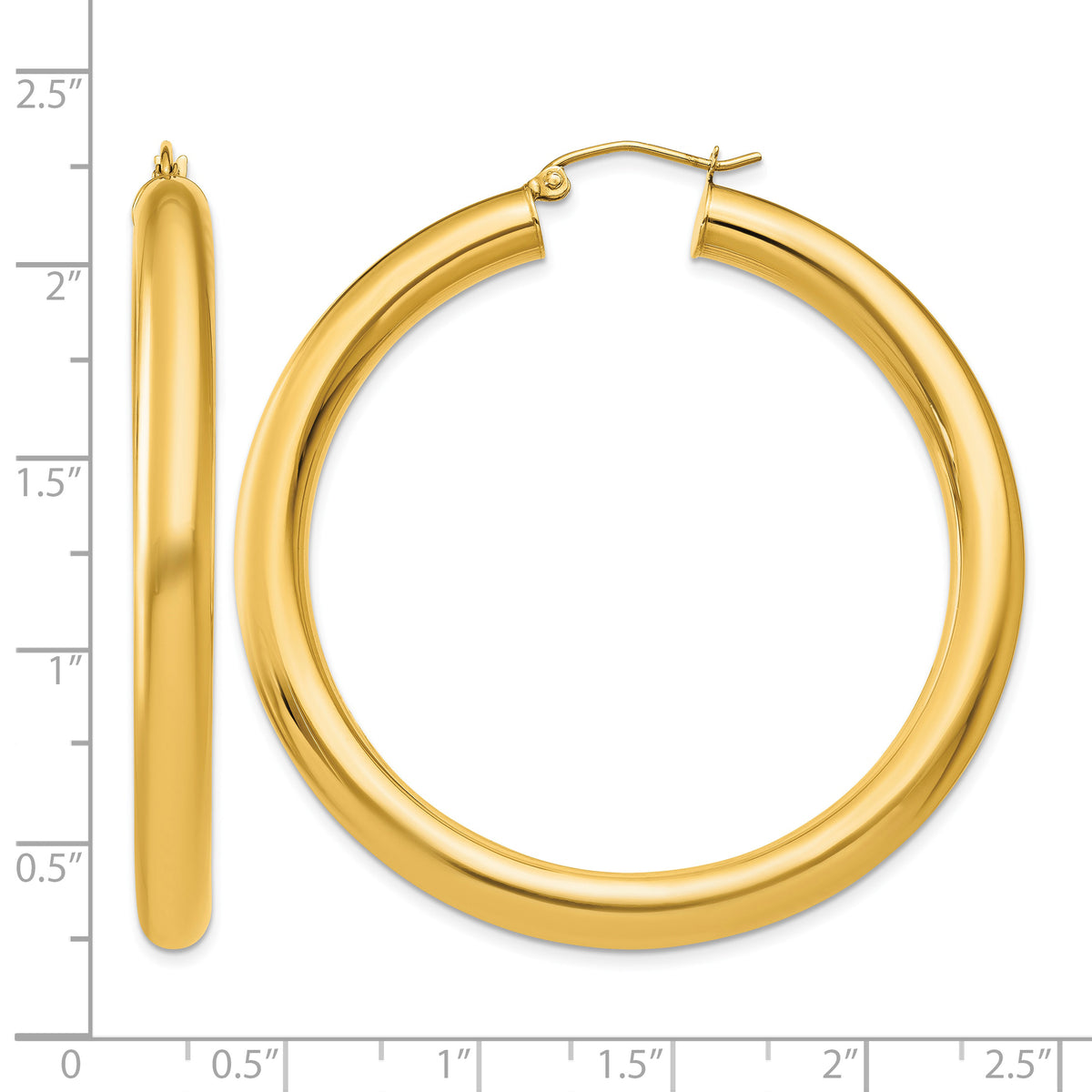 10K Yellow Gold Classic Round Hoop Earrings 50mm x 5mm