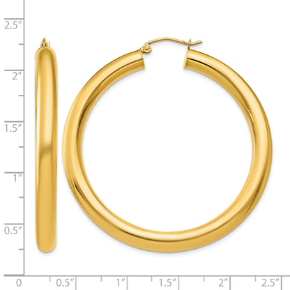 10K Yellow Gold Classic Round Hoop Earrings 50mm x 5mm