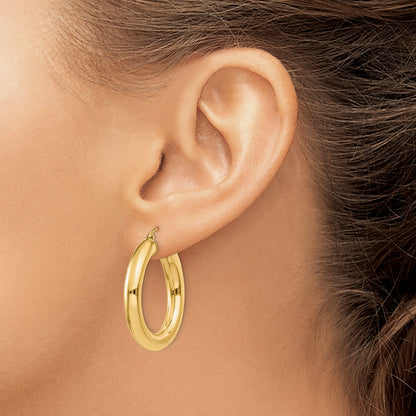 10K Yellow Gold Classic Round Hoop Earrings 30mm x 5mm