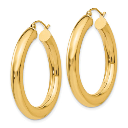 10K Yellow Gold Classic Round Hoop Earrings 35mm x 5mm