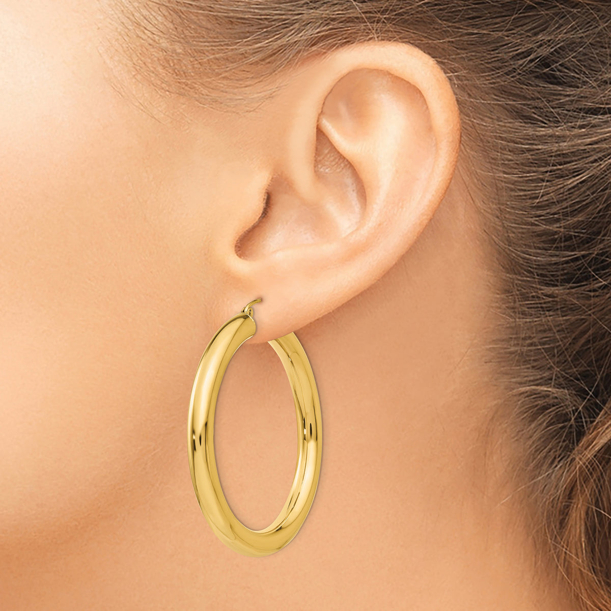 10K Yellow Gold Classic Round Hoop Earrings 45mm x 5mm