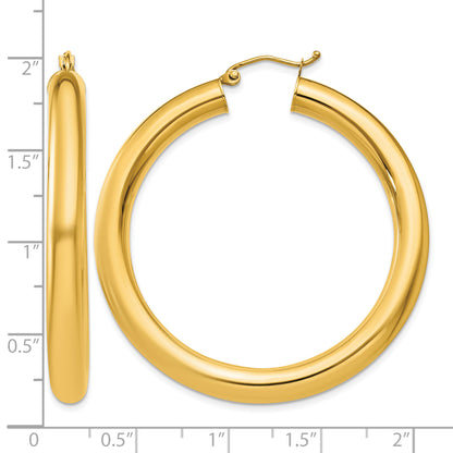 10K Yellow Gold Classic Round Hoop Earrings 45mm x 5mm