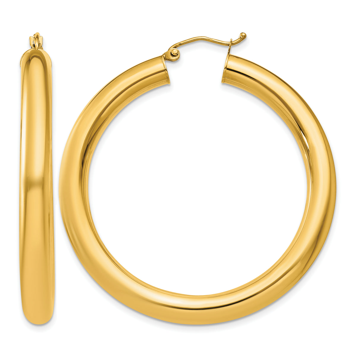 10K Yellow Gold Classic Round Hoop Earrings 45mm x 5mm