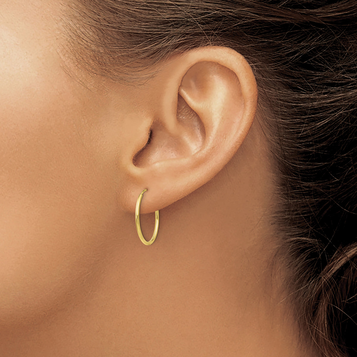 10K Yellow Gold 16mm x 1.25mm Endless Round Hoop Earrings