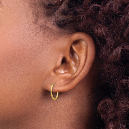 10K Yellow Gold 14mm x 1.25mm Endless Round Hoop Earrings