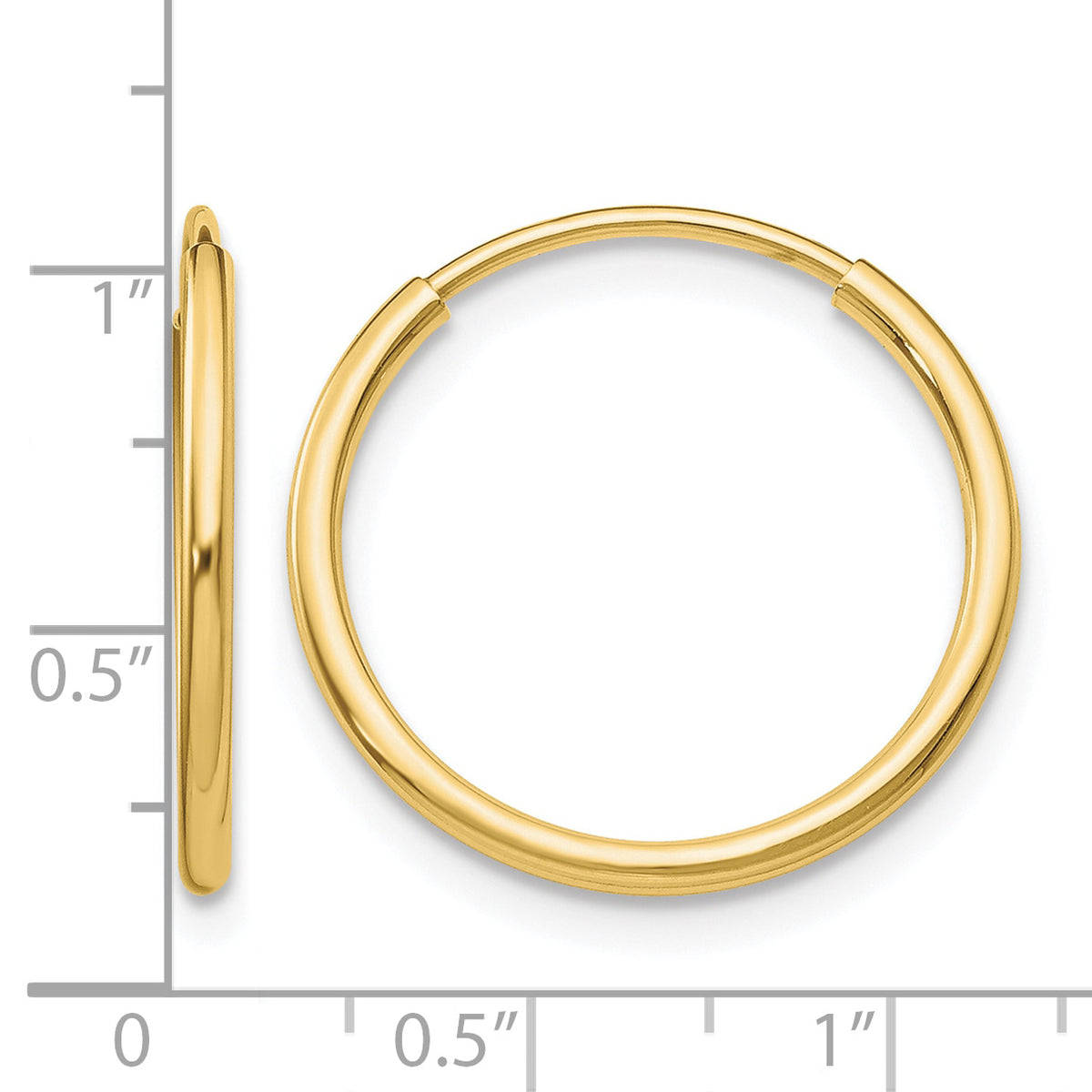 10K Yellow Gold 25mm x 1.25mm Round Hoop Earrings