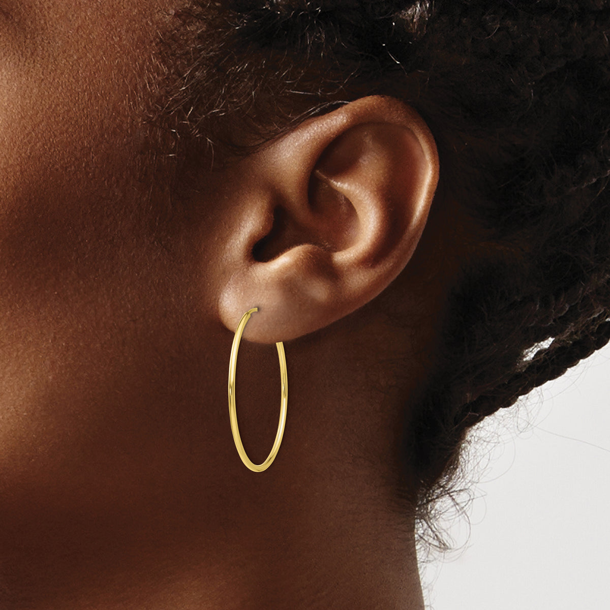 10K Yellow Gold 30mm x 1.25mm Round Hoop Earrings