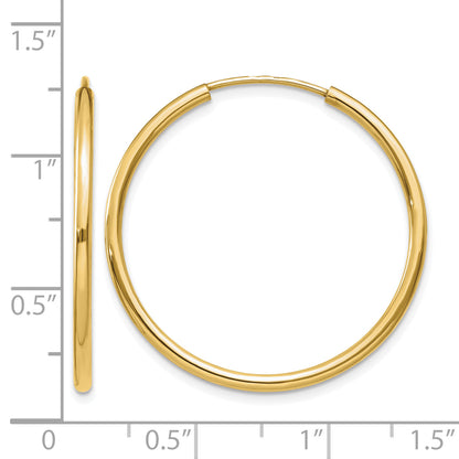 10K Yellow Gold 30mm x 1.25mm Round Hoop Earrings