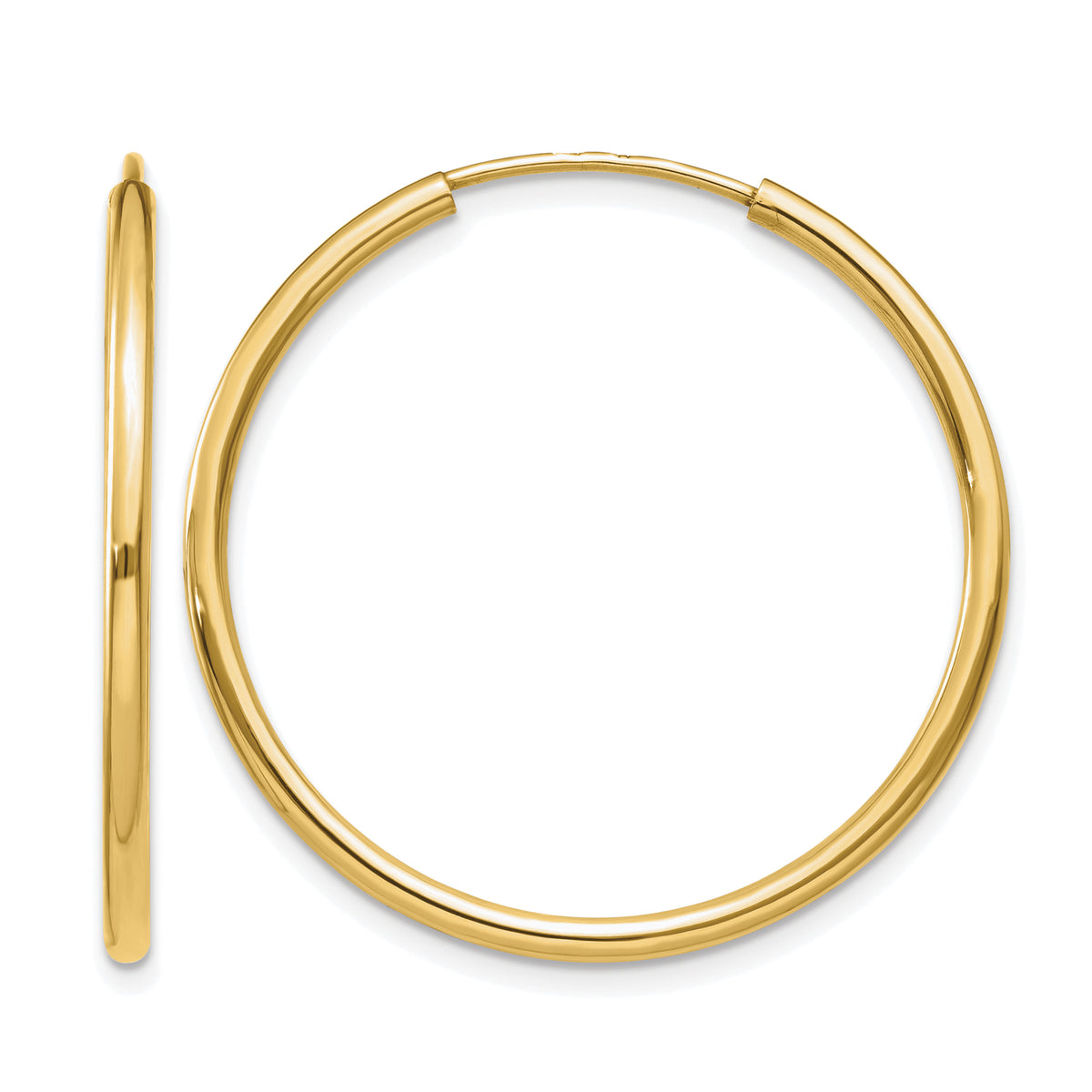 10K Yellow Gold 30mm x 1.25mm Round Hoop Earrings