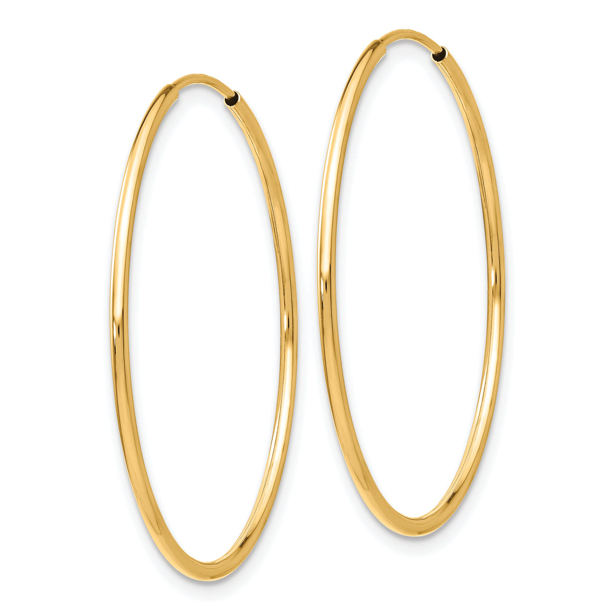 10K Yellow Gold 35mm x 1.25mm Endless Round Hoop Earrings