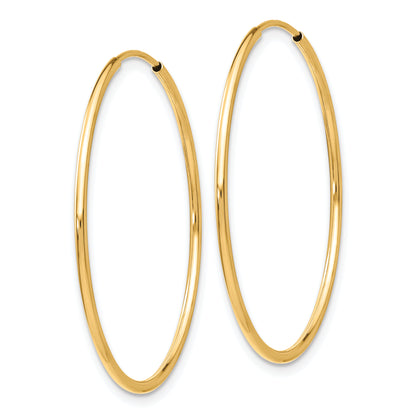 10K Yellow Gold 35mm x 1.25mm Endless Round Hoop Earrings