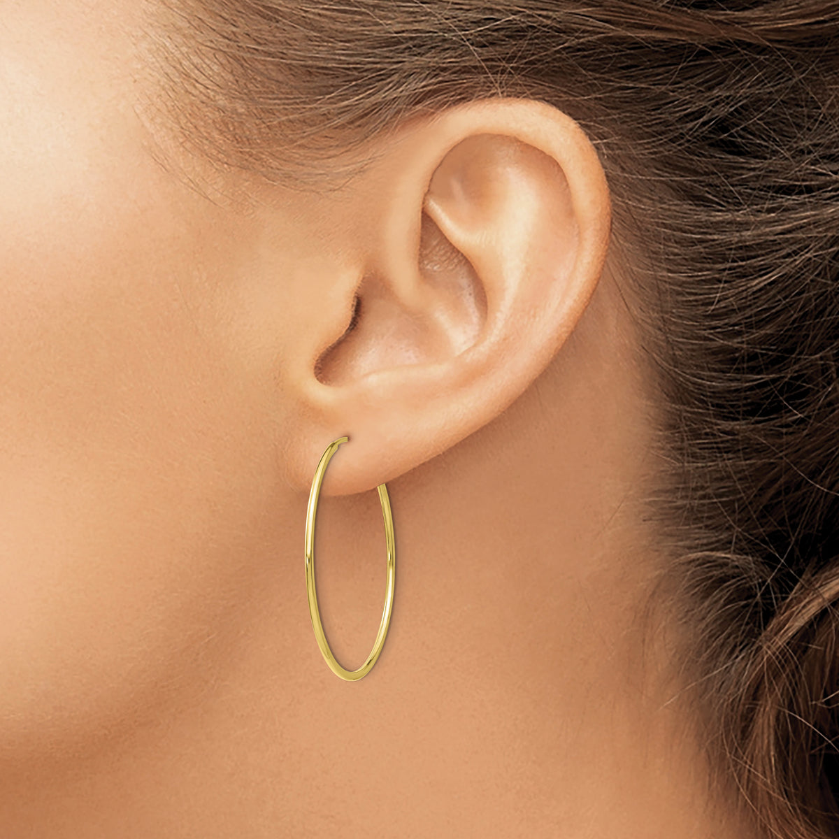 10K Yellow Gold 35mm x 1.25mm Endless Round Hoop Earrings