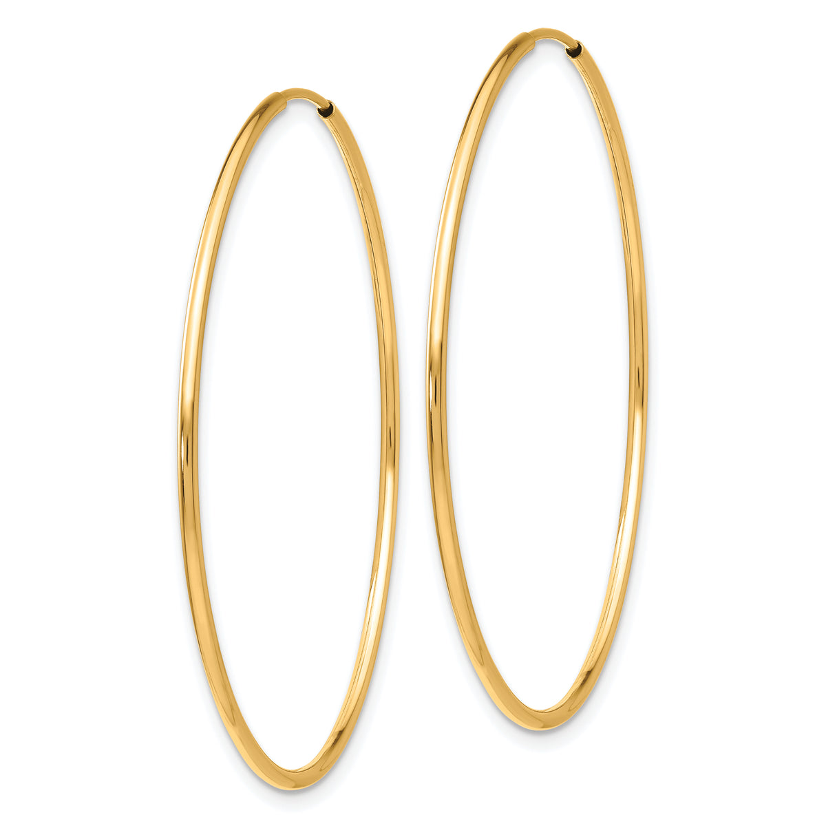 10K Yellow Gold 40mm x 1.25mm Endless Round Hoop Earrings