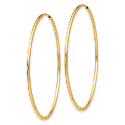 10K Yellow Gold 40mm x 1.25mm Endless Round Hoop Earrings