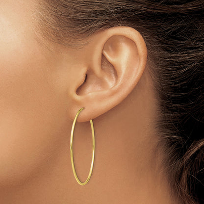 10K Yellow Gold 40mm x 1.25mm Endless Round Hoop Earrings