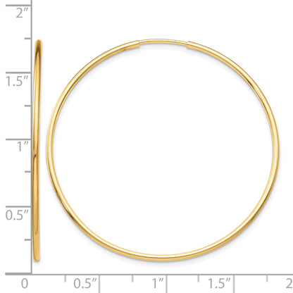 10K Yellow Gold 40mm x 1.25mm Endless Round Hoop Earrings