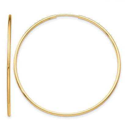10K Yellow Gold 40mm x 1.25mm Endless Round Hoop Earrings