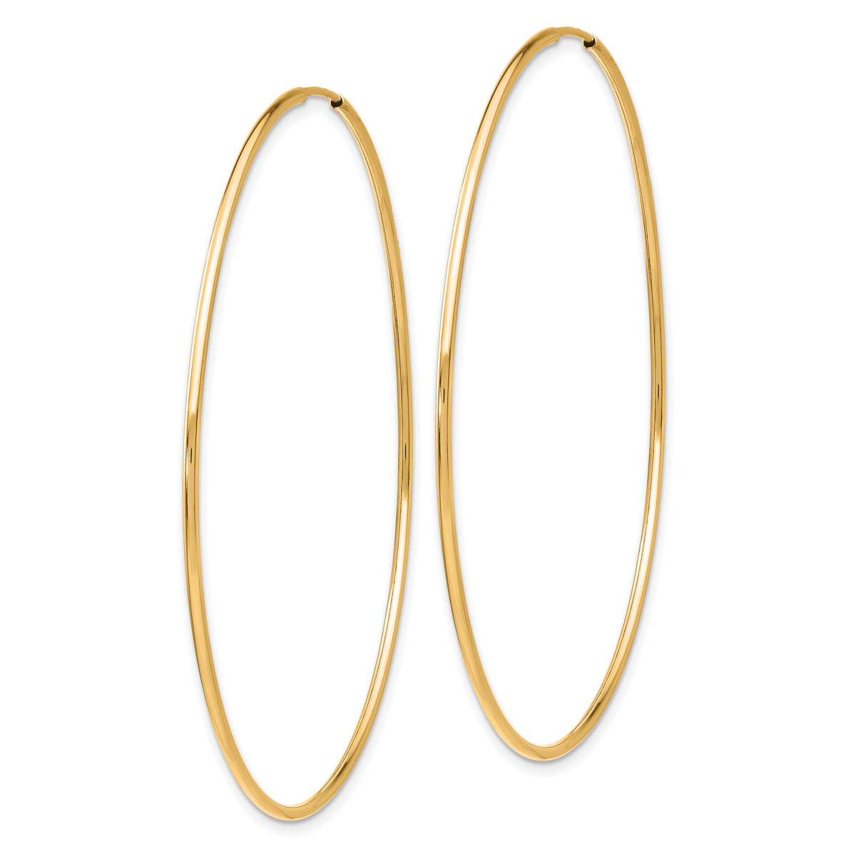 10K Yellow Gold 60mm x 1.25mm Round Hoop Earrings