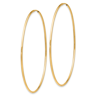 10K Yellow Gold 60mm x 1.25mm Round Hoop Earrings