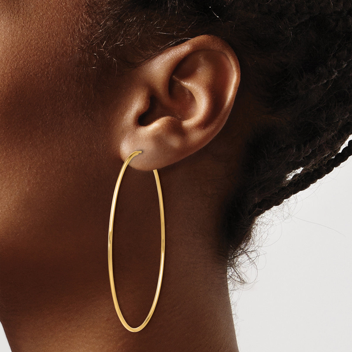 10K Yellow Gold 60mm x 1.25mm Round Hoop Earrings
