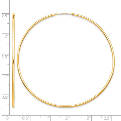 10K Yellow Gold 60mm x 1.25mm Round Hoop Earrings