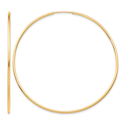 10K Yellow Gold 60mm x 1.25mm Round Hoop Earrings