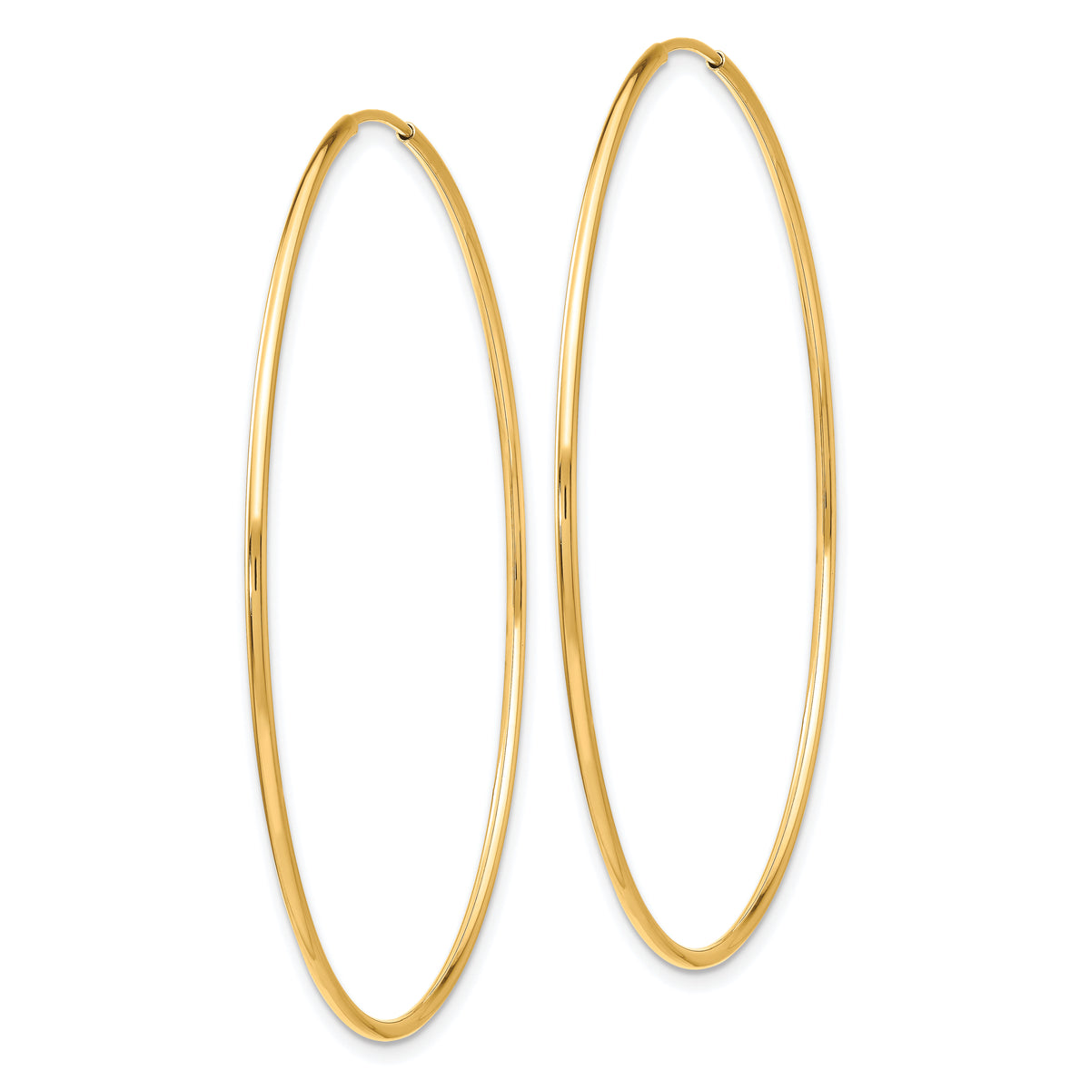 10K Yellow Gold 50mm x 1.25mm Endless Round Hoop Earrings