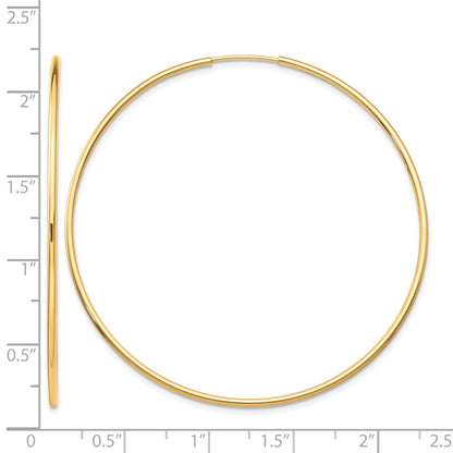 10K Yellow Gold 50mm x 1.25mm Endless Round Hoop Earrings