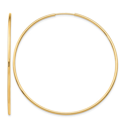 10K Yellow Gold 50mm x 1.25mm Endless Round Hoop Earrings