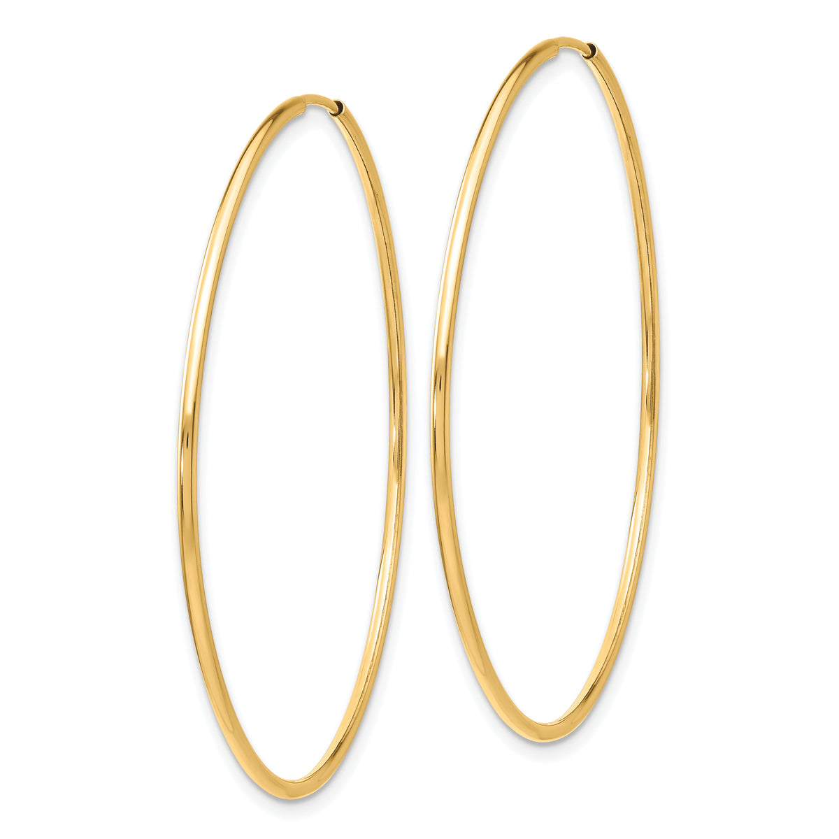 10K Yellow Gold 45mm x 1.25mm Endless Round Hoop Earrings