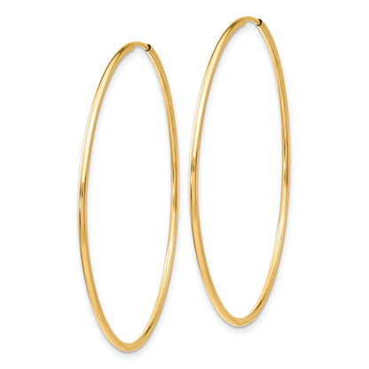 10K Yellow Gold 45mm x 1.25mm Endless Round Hoop Earrings