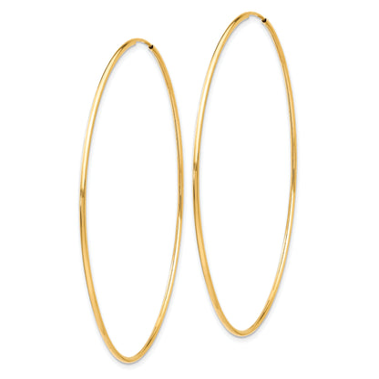 10K Yellow Gold 60mm x 1.25mm Endless Round Hoop Earrings