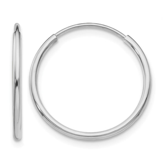 10K White Gold Endless Round Hoop Earrings 20mm × 1.25mm