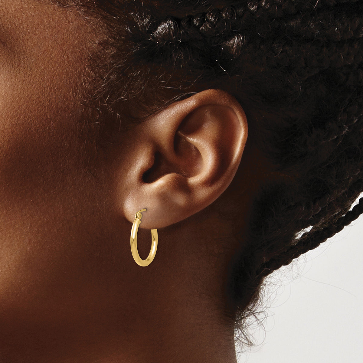 10K Yellow Gold 24mm x 17.25mm x 3.5mm Oval Hoop Earrings