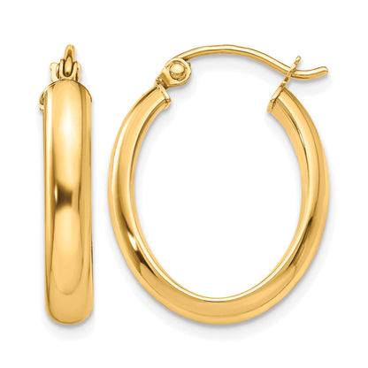 10K Yellow Gold 24mm x 17.25mm x 3.5mm Oval Hoop Earrings