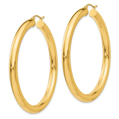 10K Yellow Gold Classic Round Hoop Earrings 55mm x 5mm