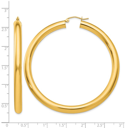 10K Yellow Gold Classic Round Hoop Earrings 60mm x 5mm