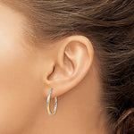 Indlæs billede til gallerivisning 10K Yellow Gold With Rhodium 26.5mm x 2.5mm Diamond Cut Twisted Round Hoop Earrings
