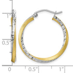 Indlæs billede til gallerivisning 10K Yellow Gold With Rhodium 26.5mm x 2.5mm Diamond Cut Twisted Round Hoop Earrings
